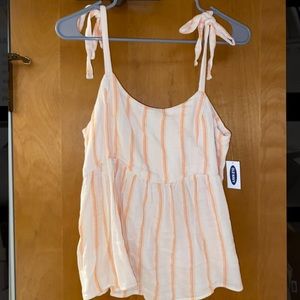 Size small cute pink & orange tones old navy spring tank top with ties on straps